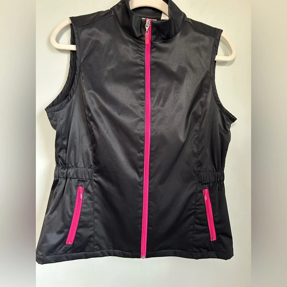 EP Pro Poppy Hills Golf Vest Women's Size Small Black with Pink Accents